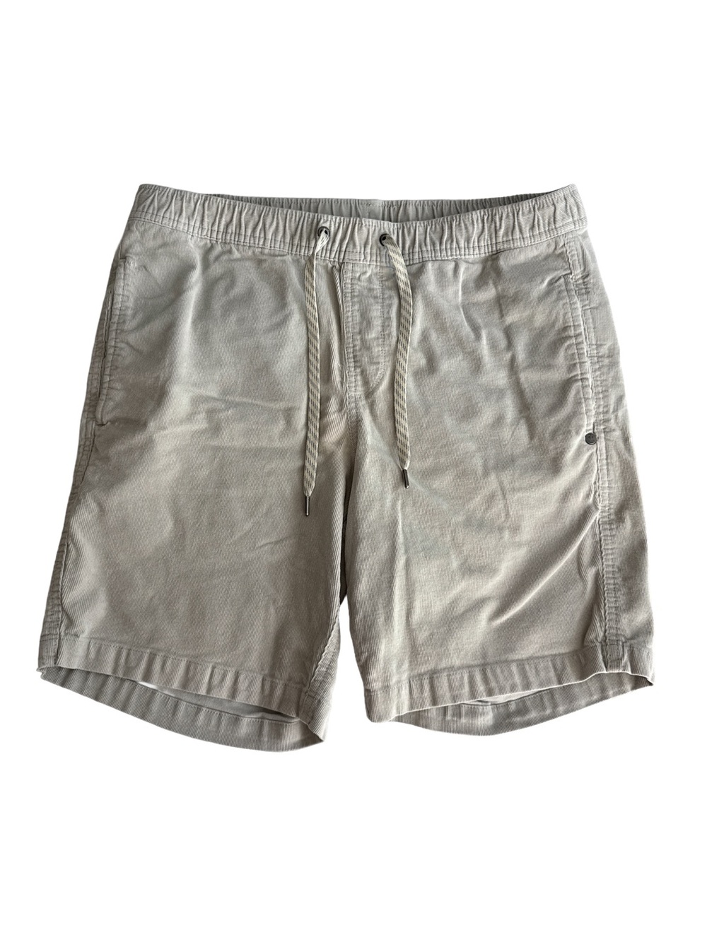 VUORi Optimist Shorts Men's Large Corduroy Khaki Drawstring Elastic Beach Pocket